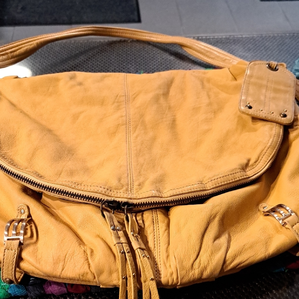 Chic Yellow Fold Over Hobo Bag - Picture 8 of 8